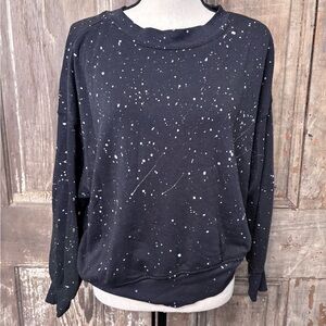 No Boundaries Black and White Splatter Sweatshirt